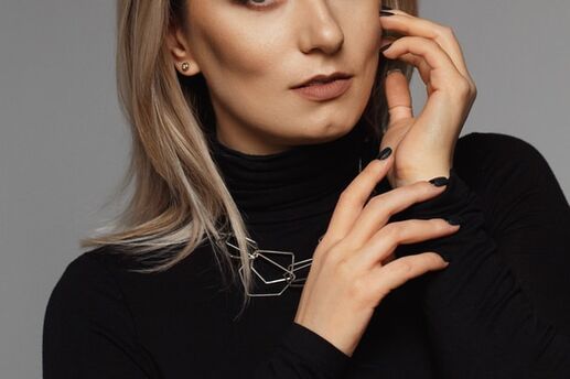 woman in black sweater